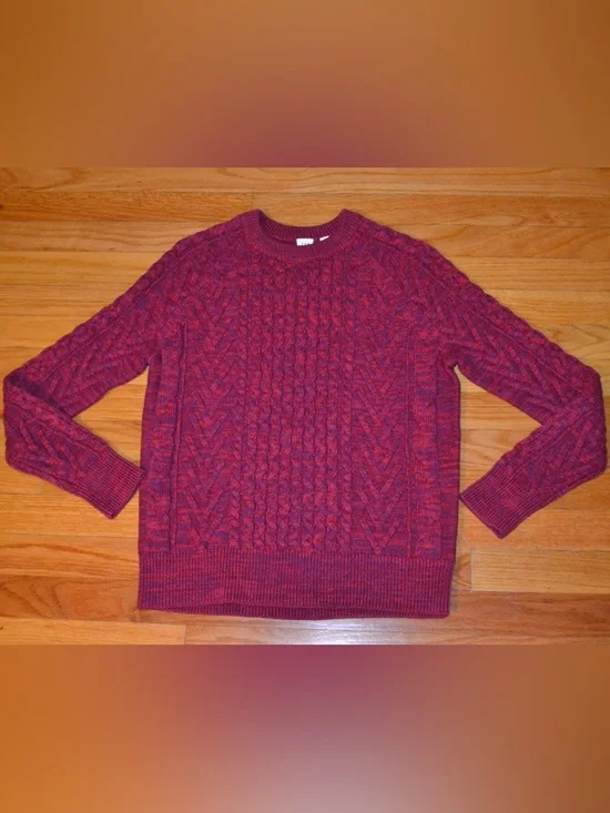 Women’s GAP maroon cable-knit sweater size  M - Picture 2 of 15